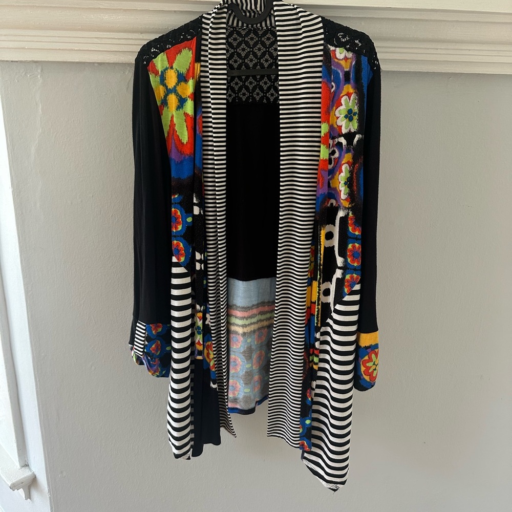 Colorful Striped Open Cardigan